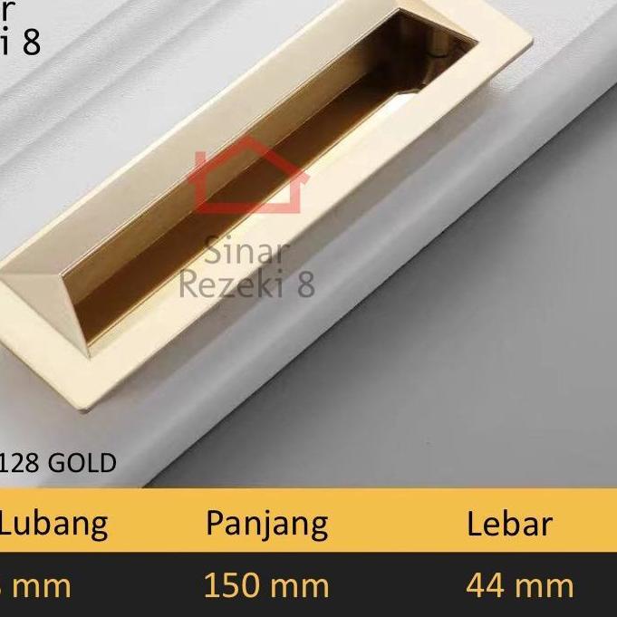 ❋ Tarikan Tanam Hitam Handle Geser Pintu Lemari Minimalis Sliding Geser 12011 Black Gold Emas ➨
