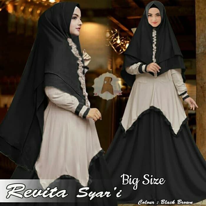 NISSA SABYAN  Gamis Kebaya Pesta Revita Jumbo Ungu Ori, Baju Pesta Gamis Brukat - Hitam