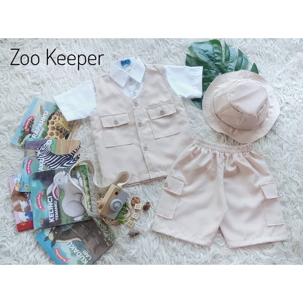 KOSTUM BAYI NEWBORN SERAGAM PROFESI ZOO KEEPER BAJU PENJAGA KEBUN BINATANG