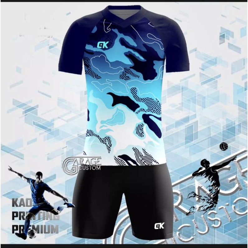 1 SET PAKAIAN OLAHRAGA PRIA SETELAN FUTSAL PRINTING KAOS OLAHRAGA DEWASA JERSEY FUTSAL BAJU VOLI