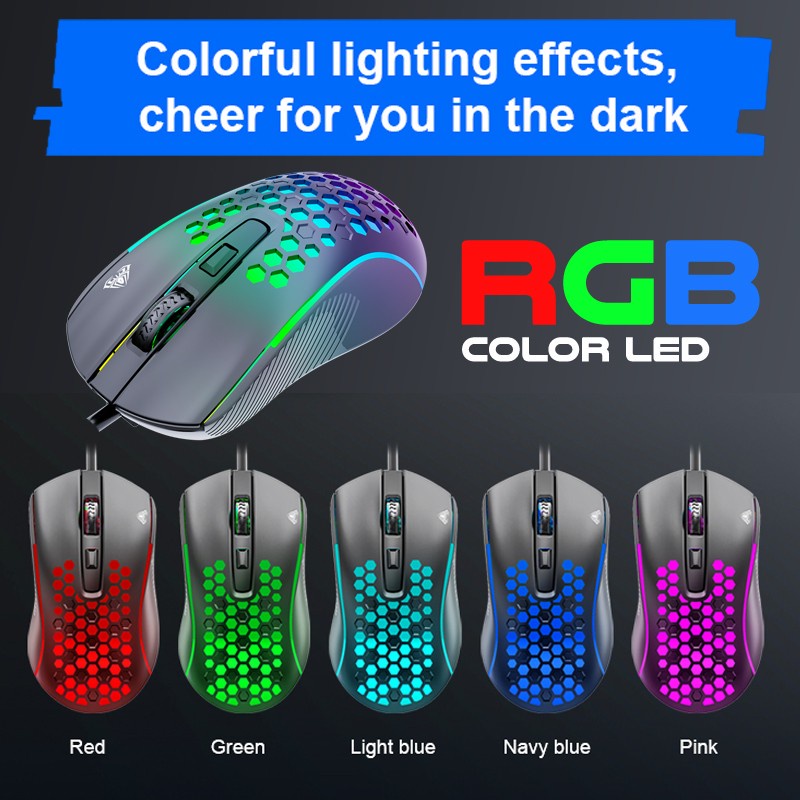 AULA S11 Mouse Gaming Honey Comb - RGB LED - 3600DPI - 4Buttons