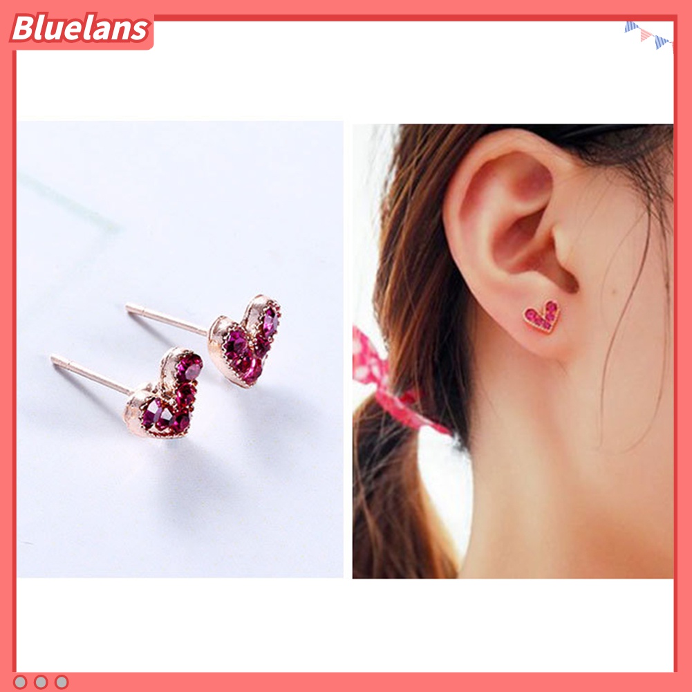 Set 6 Pasang Anting Stud Bentuk Hati Bulu Snowflake Lingkaran Untuk Wanita