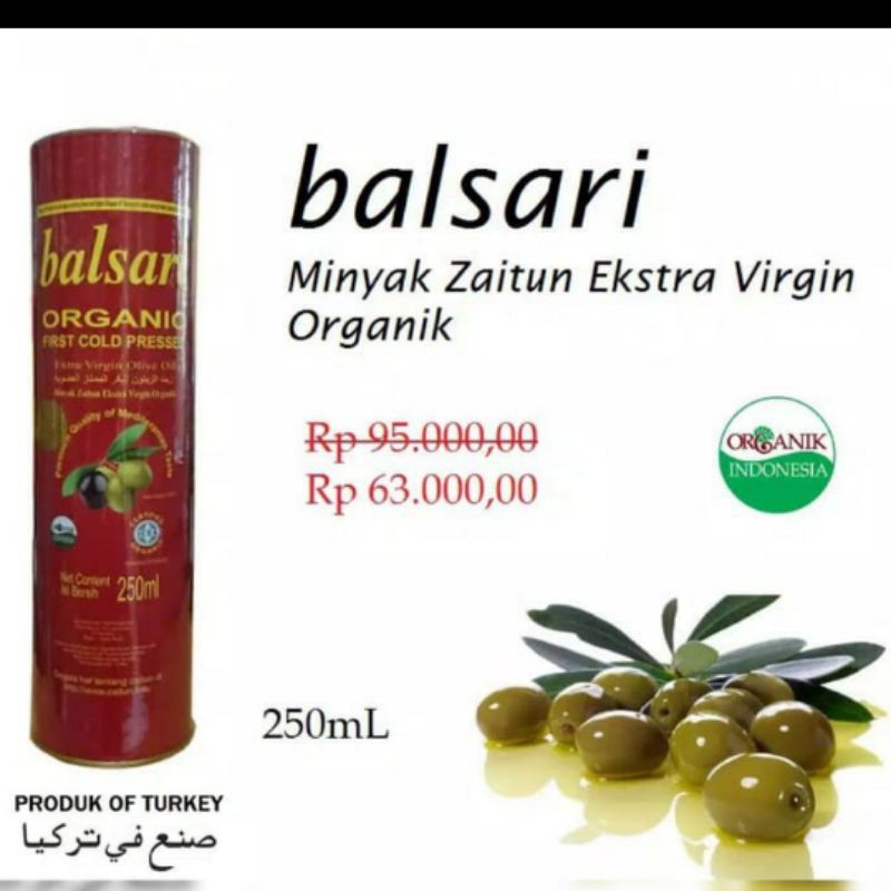 

Balsari minyak zaitun extra virgin organik 250 ml bersertifikat asli