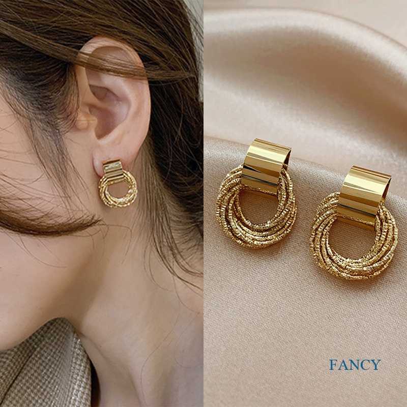 Anting Tusuk Gantung Temperament Warna Gold Gaya Koreatrendy Untuk Wanita