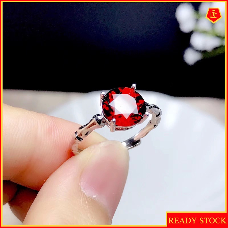 [Ready Stock]Simple Creative Silver Ruby Open Ring