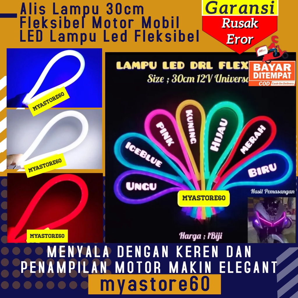 Alis Lampu 30cm Fleksibel Motor Mobil LED Lampu Led Fleksibel Lampu Alis Lamp LED 30 cm Universal