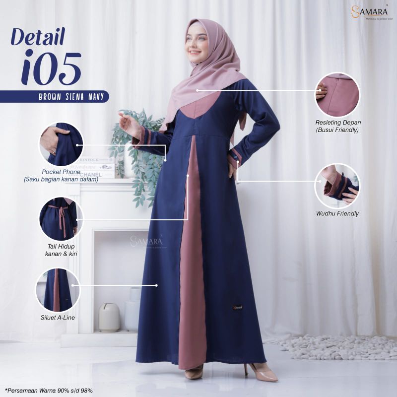 Sarimbit Gamis Couple Keluarga Lengan panjang Terbaru i05 SIENNA NAVY by SAMARA