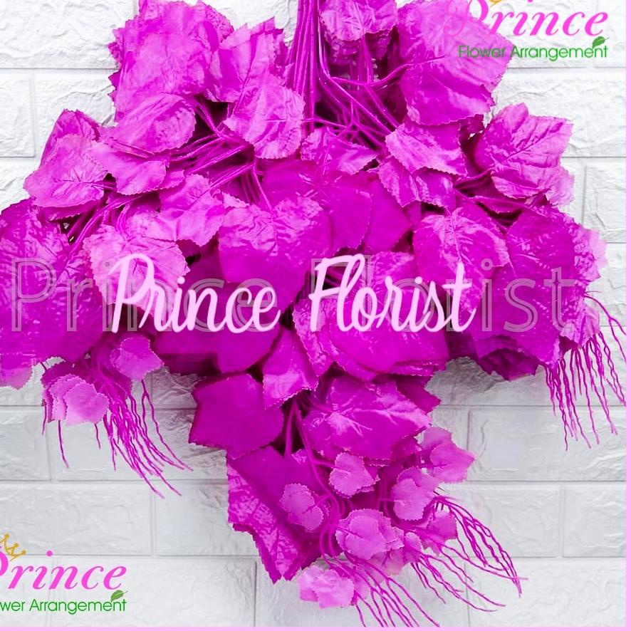 SALEE.. COD 1 LUSIN DAUN ANGGUR DEKORASI PLASTIK ARTIFICIAL IMPORT /DAUN BACKDROP IMITASI PELAMINAN 