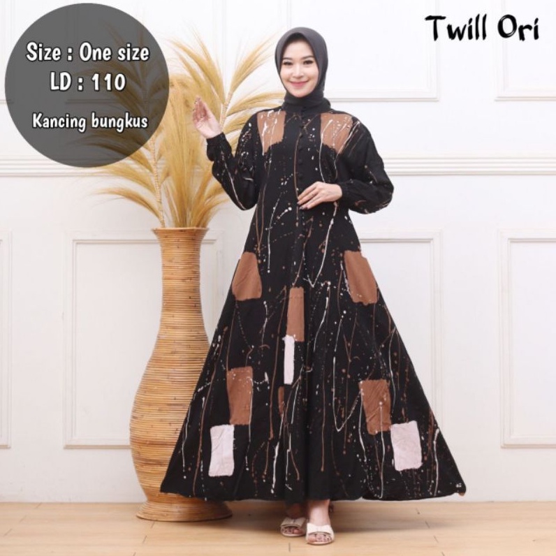BAYAR DITEMPAT - GAMIS TWILL ORI PEKALONGAN GAMIS TWILL MURAH GAMIS TWILL MOTIF GARIS MODEL KLOK A K