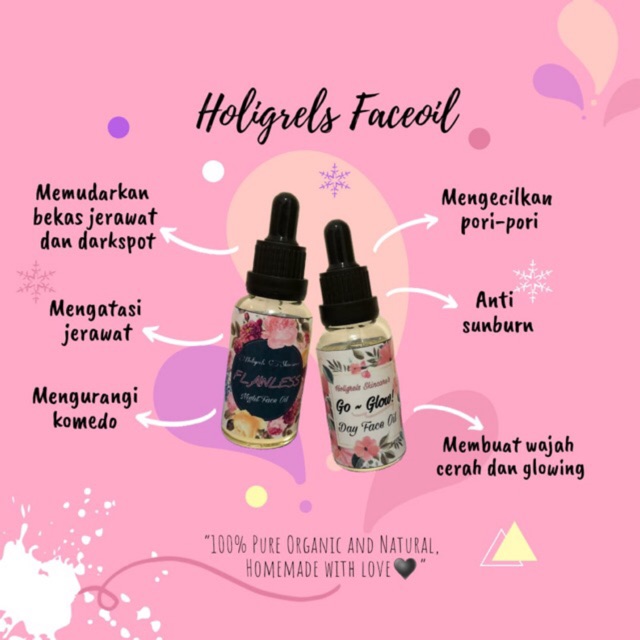 Paket Holigrels Face Oil Go Glow Day Flawless Night By Holigrel Organic Skincare Shopee Indonesia
