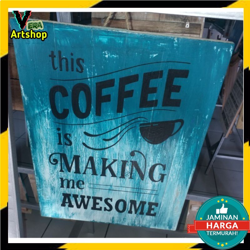 Lukisan Kayu Coffee Vintage Rusty