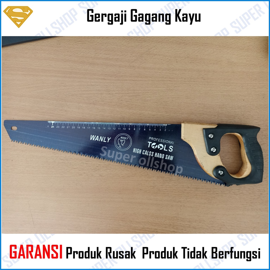 Gergaji Kayu Gagang Kayu Lapis Karet Hand Saw Gorok Belah Potong Graji Triplek