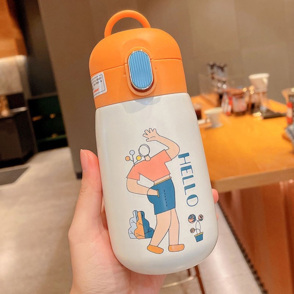 Botol Minum Thermos Model Portable Desain Kartun Lucu, 320ml Owt