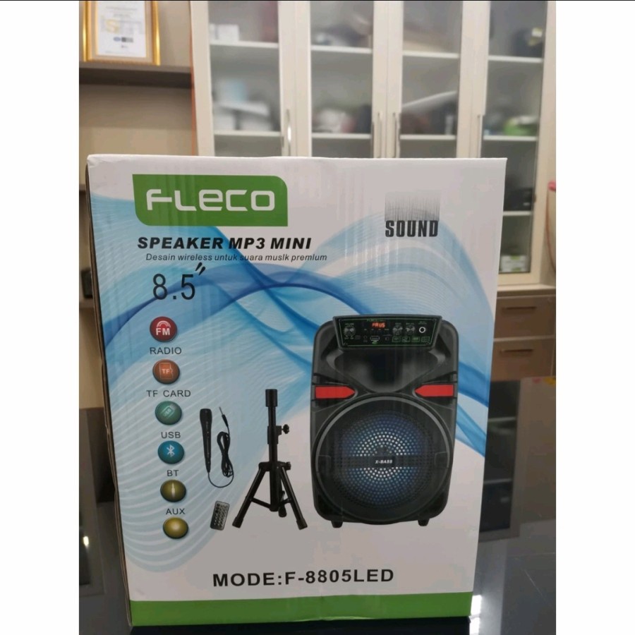 Speaker Bluetooth FLECO F 8808 8805 8806 8807 8.5 Inch XBass FREE MIC