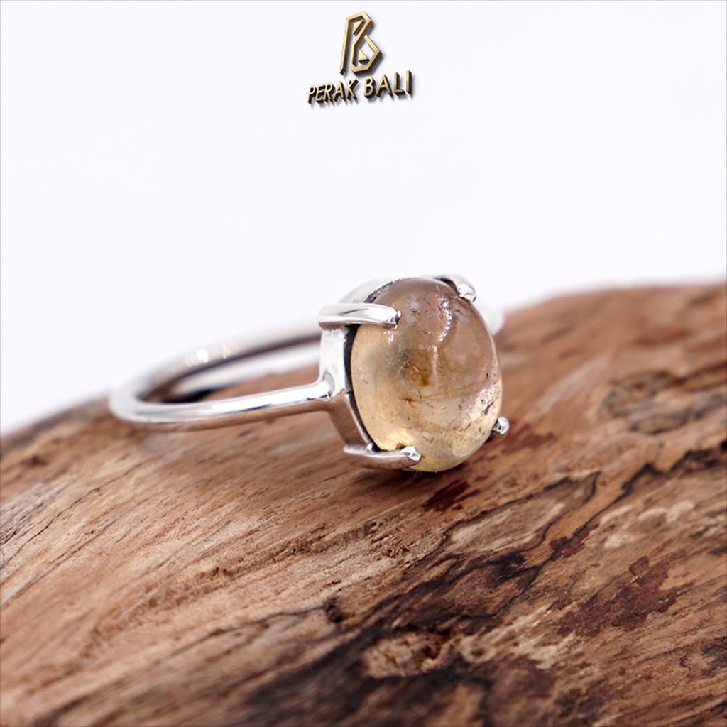 Cincin Perak Wanita Safir Silver 925 Asli Yellow Safir Yolanda