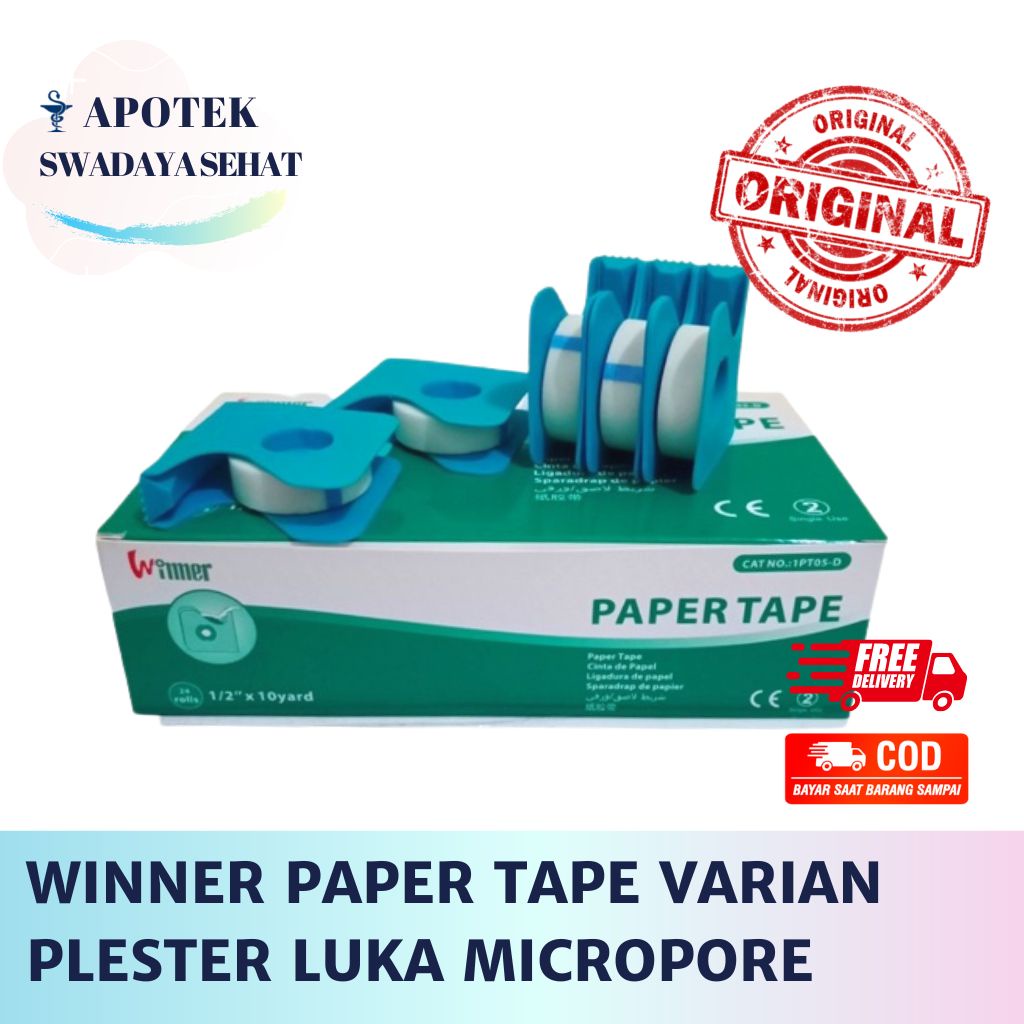 WINNER PAPER TAPE 1 Inch Micropore 0,5 Inch 1/2 Plester Penutup Luka Mikropor P3K