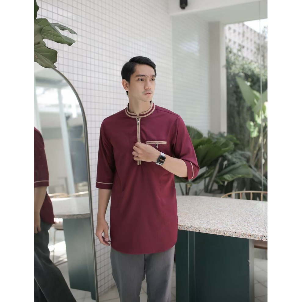 Baju Koko Kurta Dewasa Lengan 3/4 Sleting Material Toyobo Adem Serap / Baju Muslim Pria Dewasa Lengan Pendek / Baju Koko Pria Dewasa / Baju Koko Dewasa / Koko Dewasa / Baju Koko Pria Anak Dewasa Lengan Pendek Kurta Premium Dewasa Terbaru