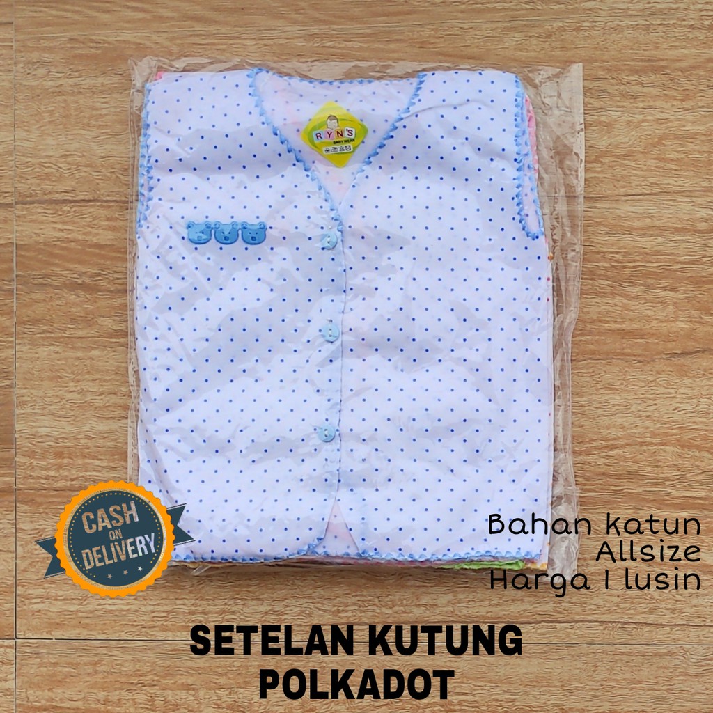 1 LUSIN (12 stel) Setelan bayi POLKADOT perlengkapan bayi lahir