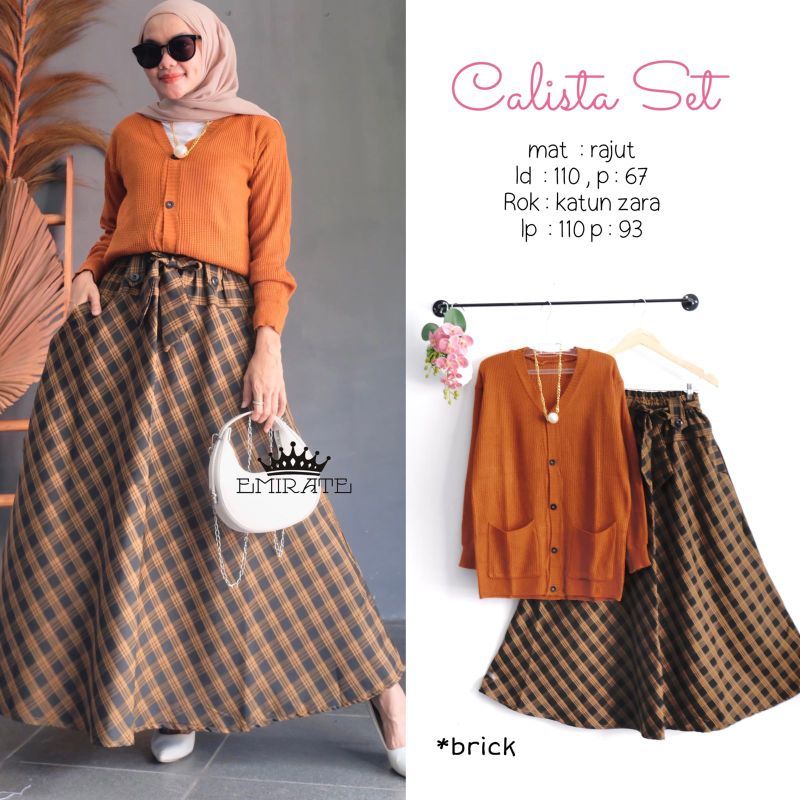 Calista set setelan atasan rajut bawahan katun zara