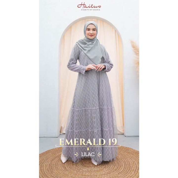 Haitwo Gamis Emerald 19 set Hijab Bahan Diamond Ceruty mix Tulle Dress Kondangan Elegant by Haitwo bisa COD