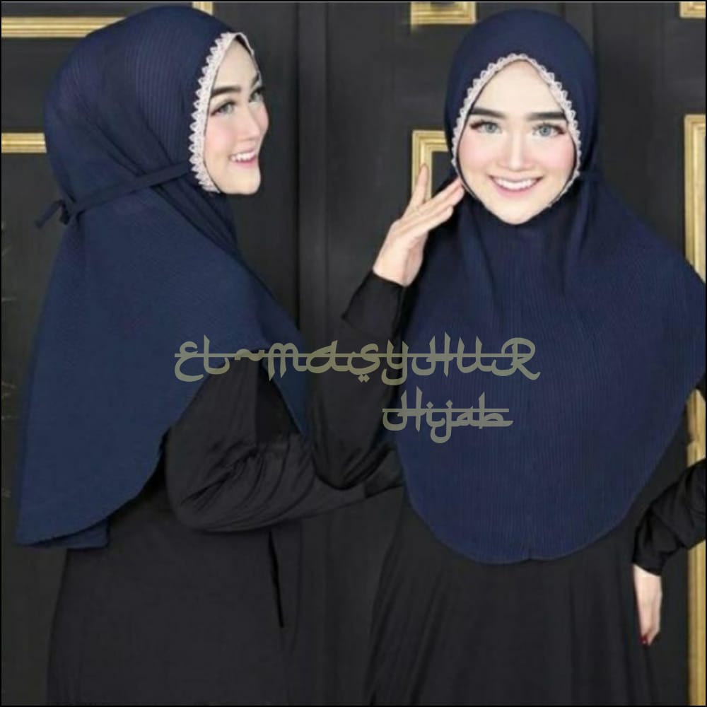 Hijab Bergo Plisket Renda Jilbab Bergo Maryam Plisket Renda Kerudung Instan Bergo Renda Jumbo Terbar