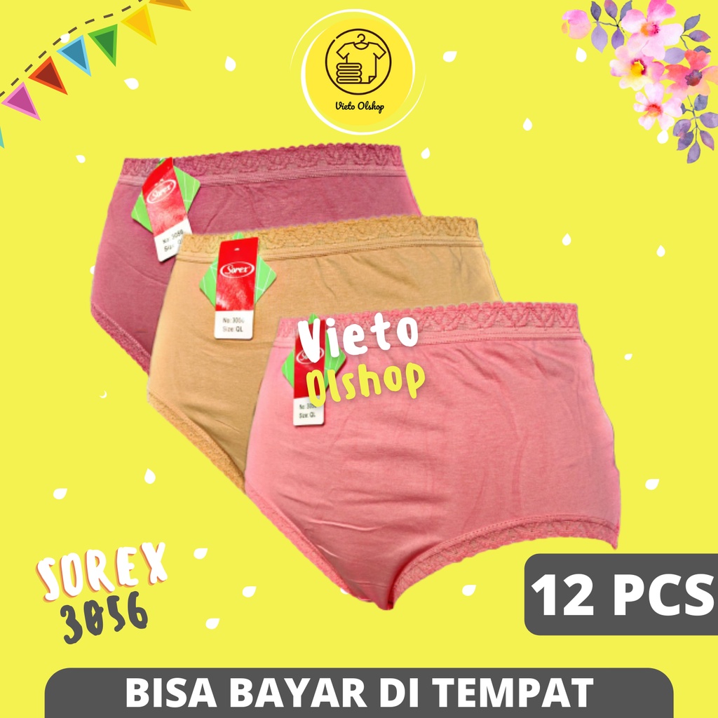 Celana Dalam Wanita Sorex 3056 Isi 12 Pcs Lusinan Pakaian Dalem Sorek Dewasa Underwear Daleman Cewek