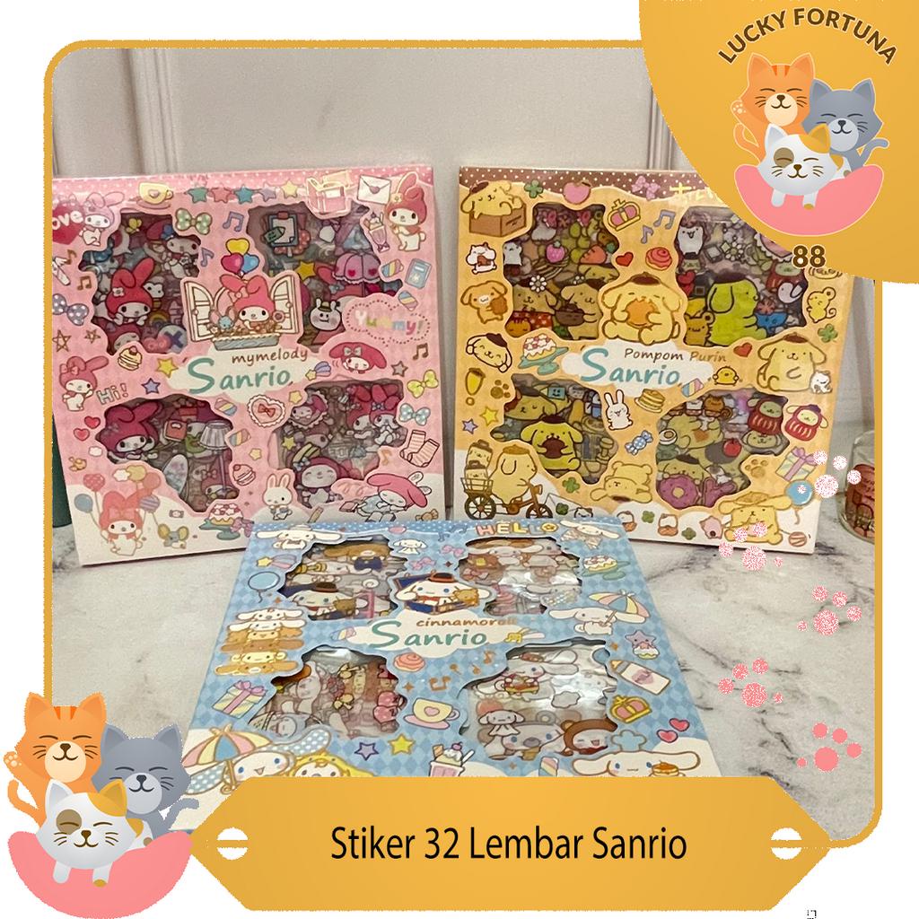 

[Luckyfortuna88] Stiker 32 Lembar Sanrio Stiker vinyl Stiker hologram Stiker kertas Stiker lucu Stiker anak Stiker dekoratif Stiker buku Stiker scrapbooking