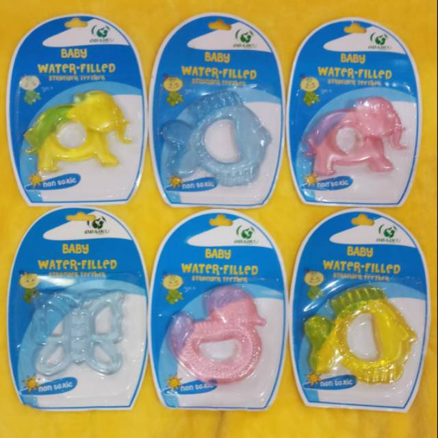 Gigitan Bayi OBAIKU Alat Bantu Gigit Bayi Isi Air Baby Water Filled Stronger Teether 3+ Non Toxi