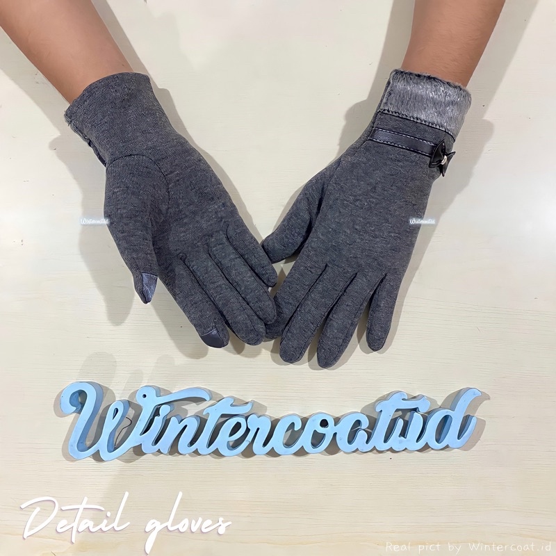 Sarung tangan musim dingin cewek wanita import Korea winter gloves women hangat touch screen pita