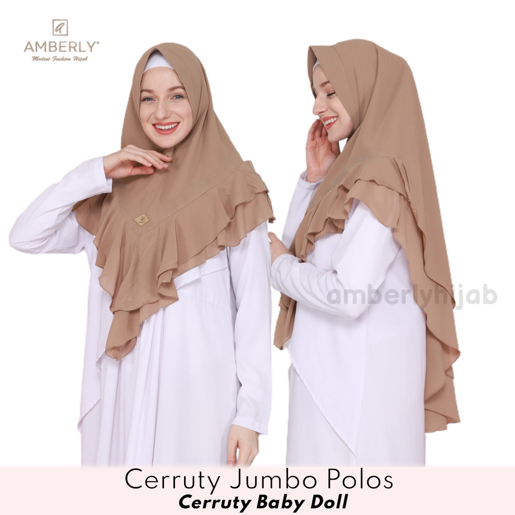 AmberlyHijab Polos Jumbo Jilbab Instant Cerruty Bahan Cerruty Baby Doll