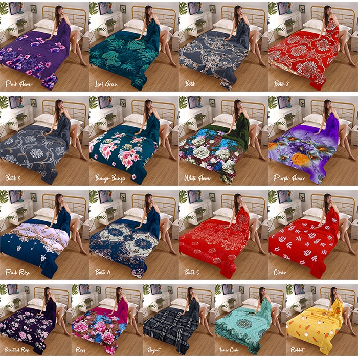 COD - Selimut Bulu Halus Ukuran  175x125cm Motif Dewasa-Random
