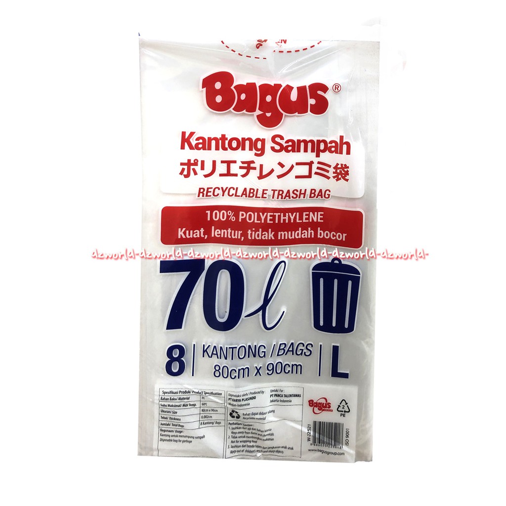 Bagus Kantong Sampah 70L Recycle Trash Bag White Kantong Plastik 8pcs Baguus Kantong Sampah Bening Transparan 80x90cm Bagus Plastic Bag White Garbage Bags Eco Green Mudah Di Daur Ulang Kantong Sampah