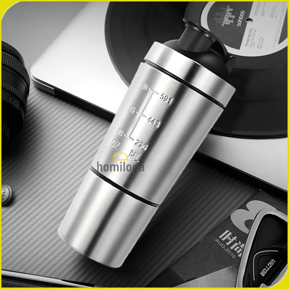 Botol Minum Tumbler Detachable Bottle Stainless Steel 600ml - AODMUKI AOM611 - Silver Black