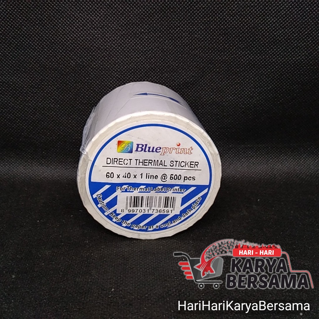 

LABEL STICKER STIKER 60 40 DIRECT THERMAL 60 X 40MM 500'S BLUEPRINT