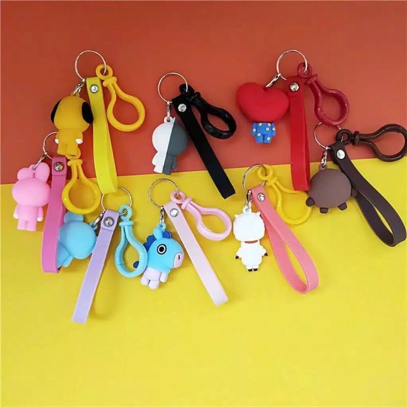 Key Chain / Gantungan Kunci Tas Anak Tali Motif Karakter KPOP Bangtan Boys Murah