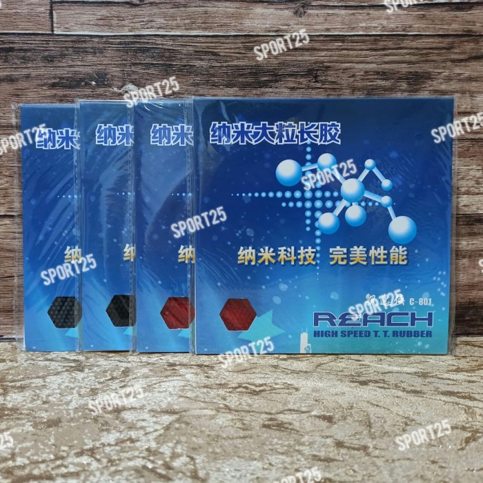 KEKINIAN Karet / Rubber Pingpong Bintik Panjang Reach C801 C 801 OX ORIGINAL - Merah