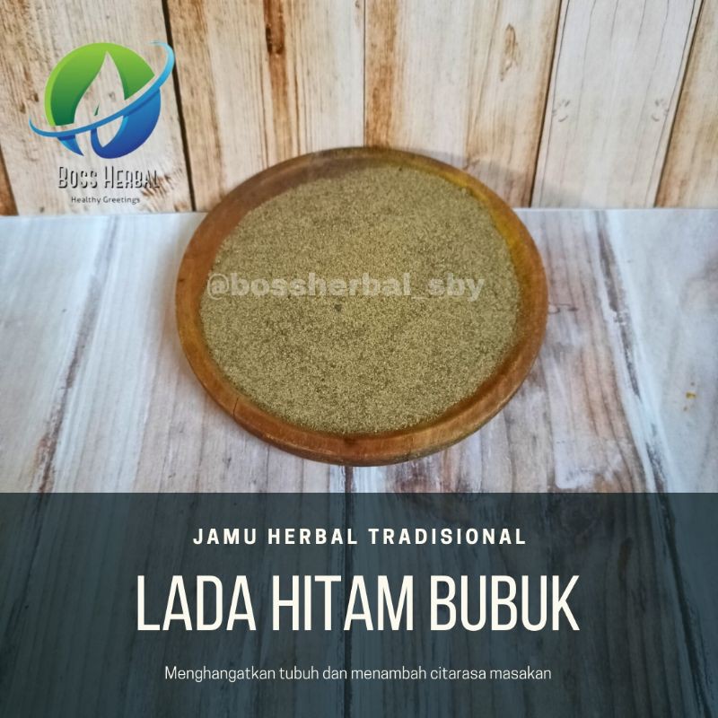 

Jamu Herbal Rempah dan bumbu masakan Lada hitam bubuk atau merica hitam bubuk 250 gr