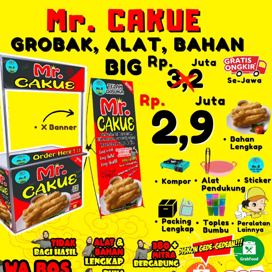 

Mr.CAKUE NEW|| MR.R CULLINARY (FRANCHAISE,PAKET USAHA,KEMITRAAN) GROBAK/BOOTH PORTABLE,ALAT LENGKAP, DAN BAHAN BAKU UTAMA