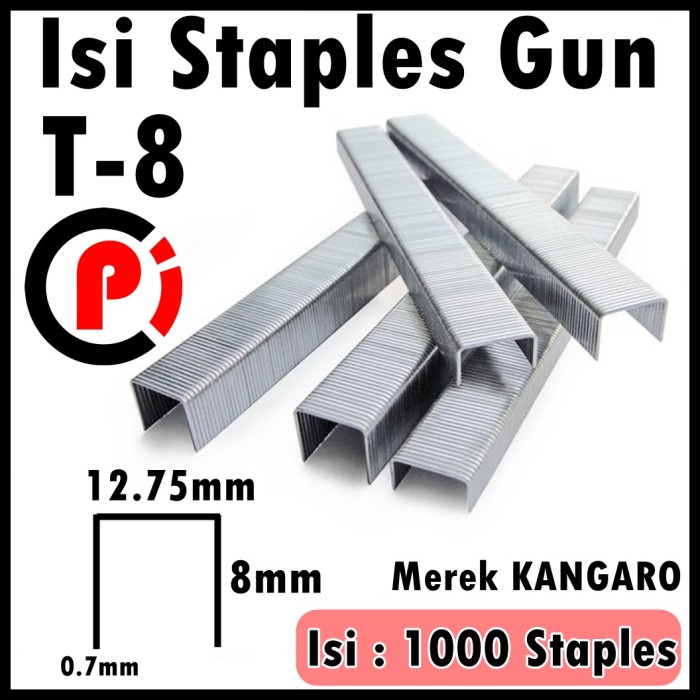 KANGARO Staples Stapler Tembak Gun Tacker T8 12.75 x 8mm isi 1000