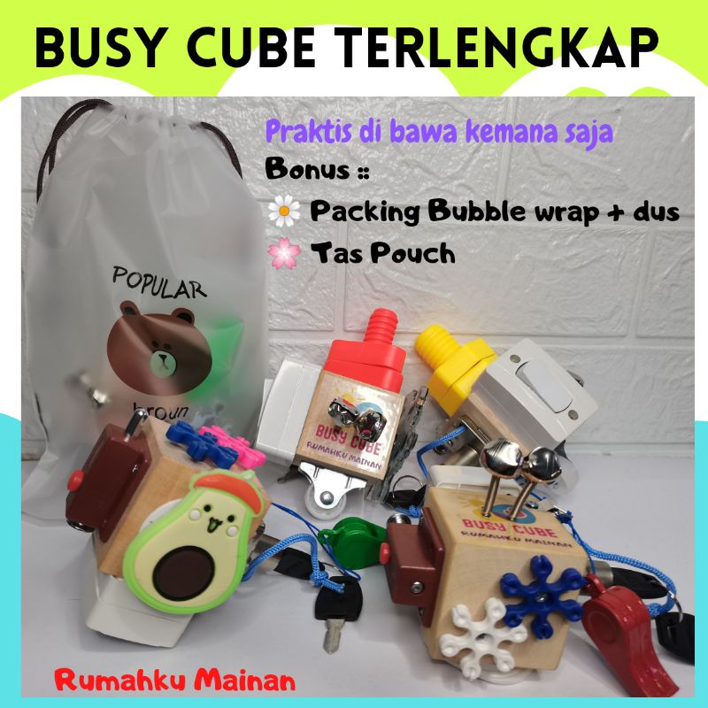 BUSY CUBE BUSY BOARD KUBUS MAINAN MONTESSORI ANAK SENSORY PLAY ANAK