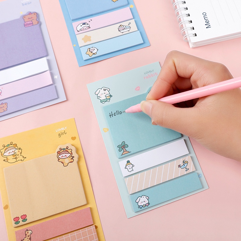 80 Lembar Kertas Memo Sticky Note / Motif Kartun Hewan Lucu Untuk Anak Perempuan