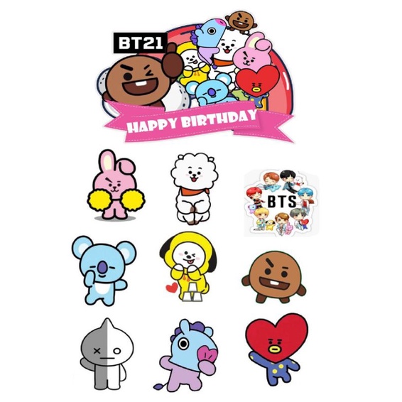 Happy Birthday Bt21 Cake Topper Printable Simple Birthday Cake Ideas ...