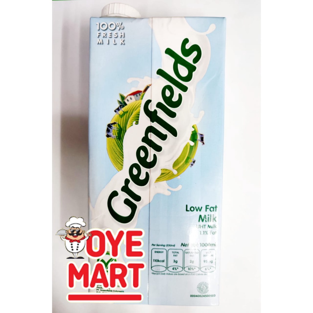 GREENFIELDS LOW FAT MILK 1 LITER 1,1% LEMAK / SUSU UHT RENDAH LEMAK