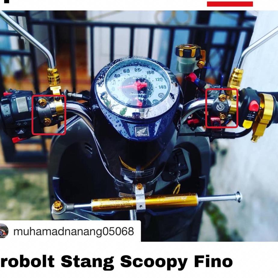 (TERLARIS) Baut Dudukan Stang Handle Scoopy Pcx Satria Fu Baut Probolt Thailand Stainless Flower Kin