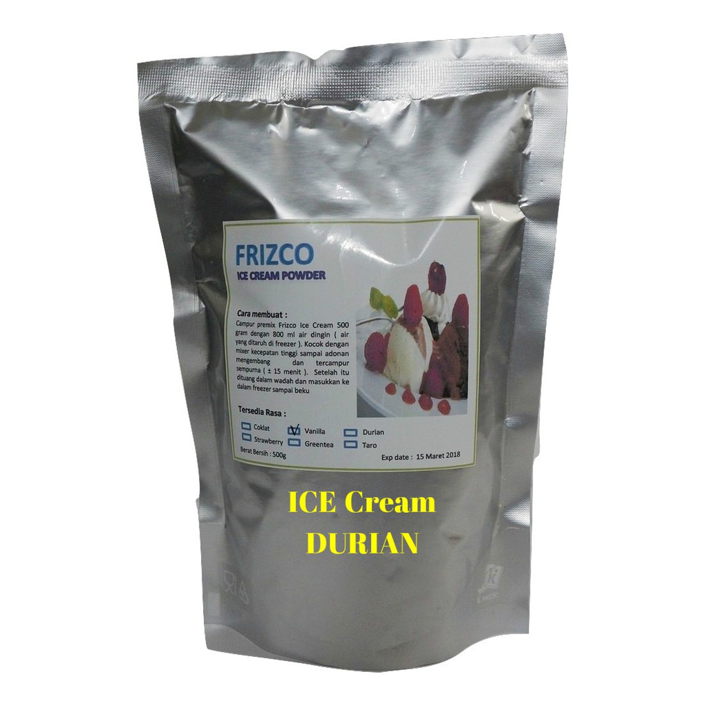 

DURIAN FRIZCO Ice Cream Powder 500gr Bubuk Es Krim frisco Duren