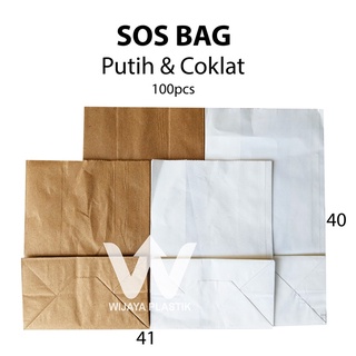 Jual Kantong Kertas Sos Bag Paper Sosbag M L Putih Coklat Kentang Snack Cemilan Pcs Pack