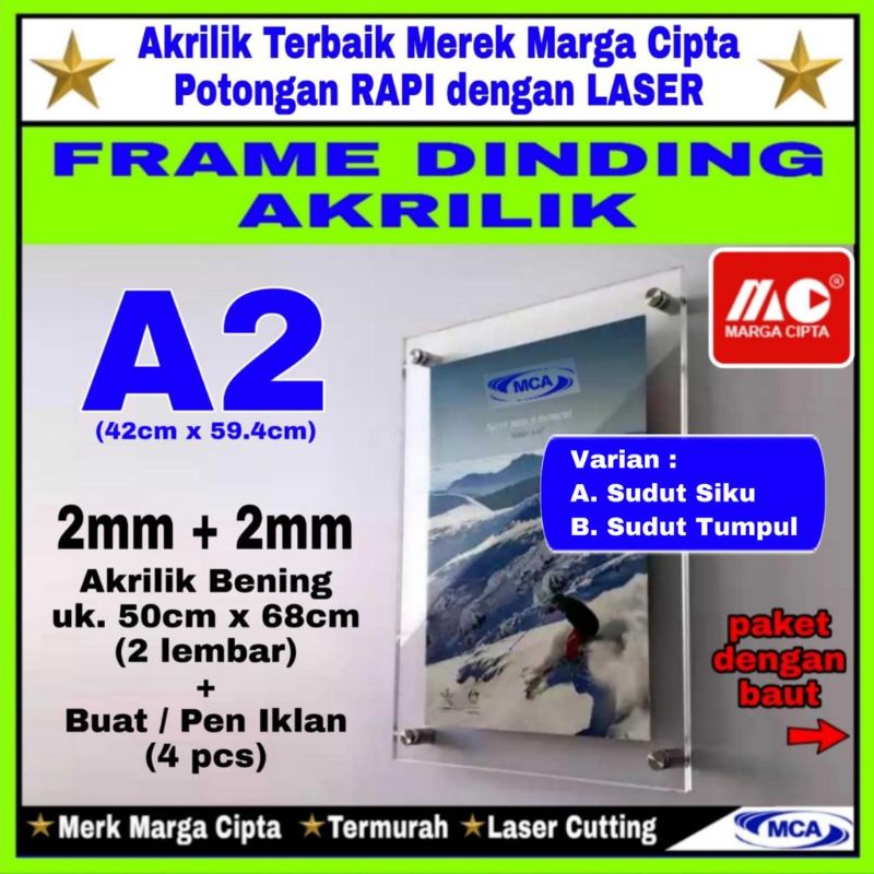 Frame Akrilik A2 / Acrylic Frame / Frame Dinding / Marga Cipta / Frame Foto / Frame Poster