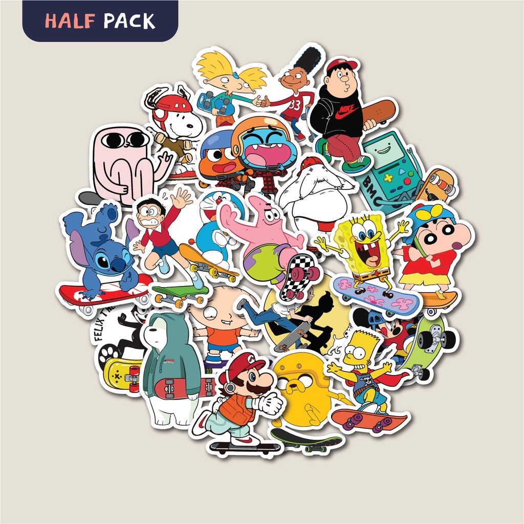 STICKER PACK CARTOON SKATE | STICKER TUMBLER | STIKER LAPTOP KOPER HELM