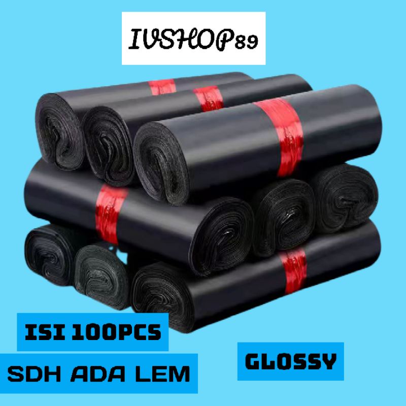 

POLYMAILER 15x23CM BLACK PREMIUM GLOSSY 100PCS PLASTIK OLSHOP