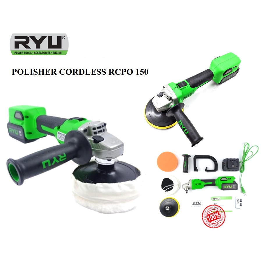 RYU Polisher RYU Batre Cordless RCPO 150 RCPO150 Poles Mobil Battery 5inch / Cordless Polisher 20 Volt Mesin Polish